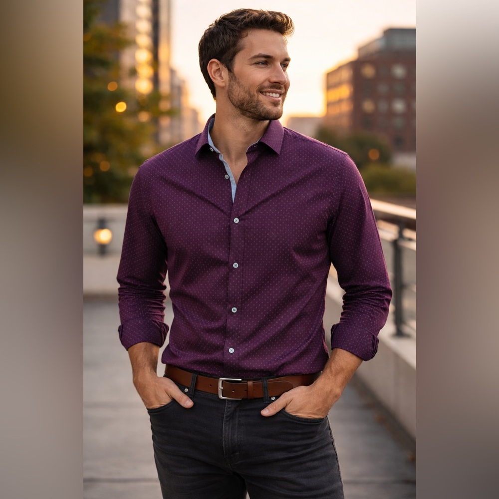 Craft Flow Elegant Plum Dress Shirt for Men
